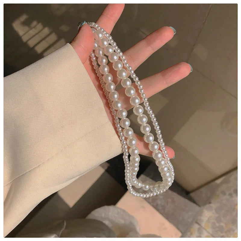 Fashion Pearl Necklace Wedding Party Jewelry for Women Multilayer Elegant Chain Retro Accessories Gift 2024 New Trendy