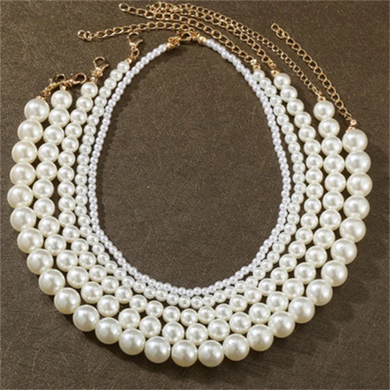 Fashion Pearl Necklace Wedding Party Jewelry for Women Multilayer Elegant Chain Retro Accessories Gift 2024 New Trendy