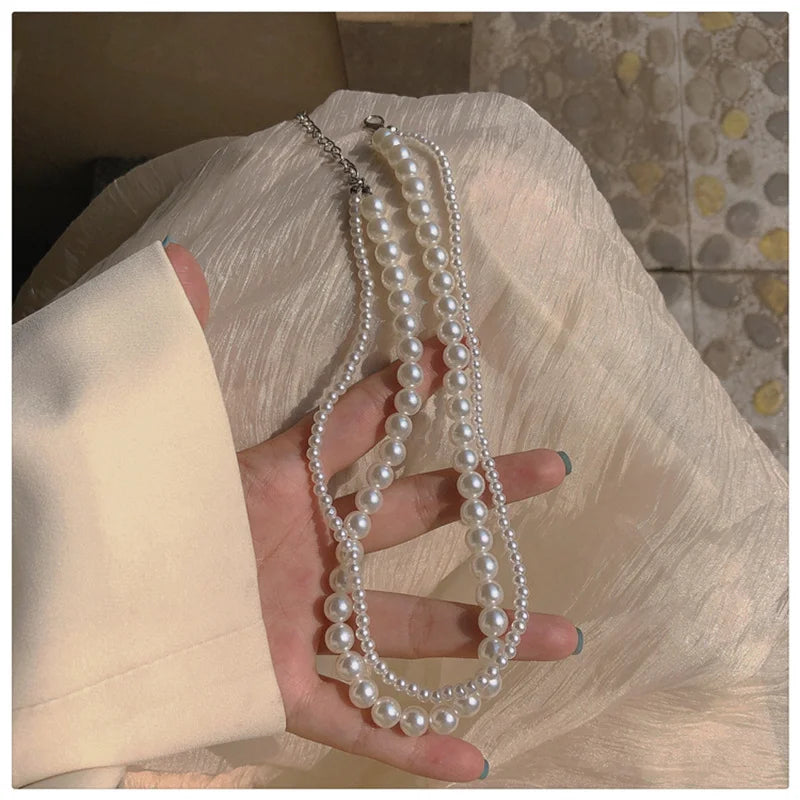 Fashion Pearl Necklace Wedding Party Jewelry for Women Multilayer Elegant Chain Retro Accessories Gift 2024 New Trendy