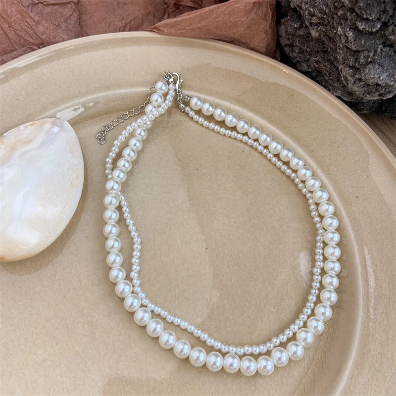 Fashion Pearl Necklace Wedding Party Jewelry for Women Multilayer Elegant Chain Retro Accessories Gift 2024 New Trendy