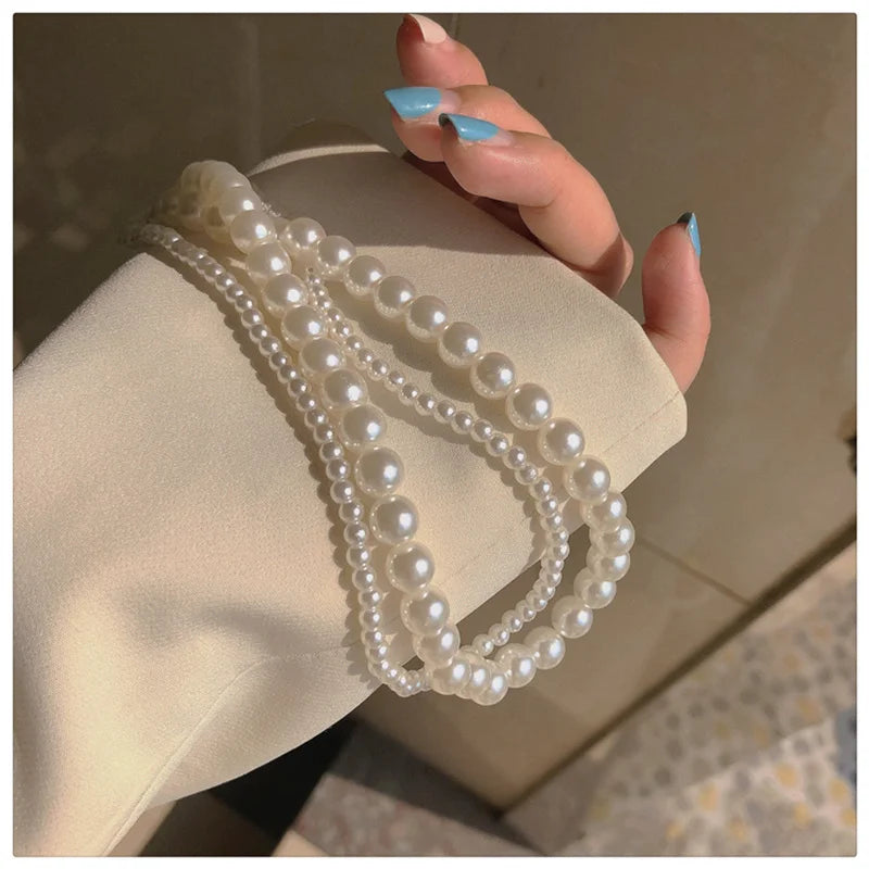 Fashion Pearl Necklace Wedding Party Jewelry for Women Multilayer Elegant Chain Retro Accessories Gift 2024 New Trendy