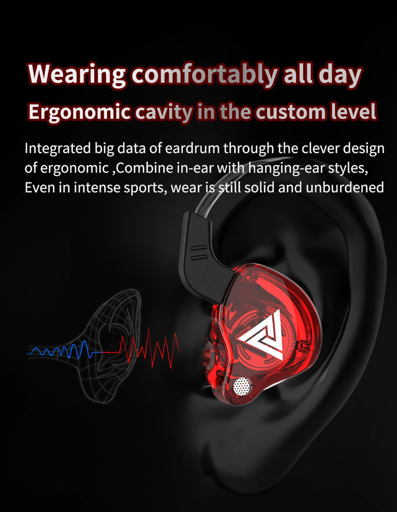 Original QKZ AK6 In Ear Earphone 6 Dynamic Driver Unit Headphone With Mic Stereo Sports HIFI Subwoofer Headset Monitor Earbuds