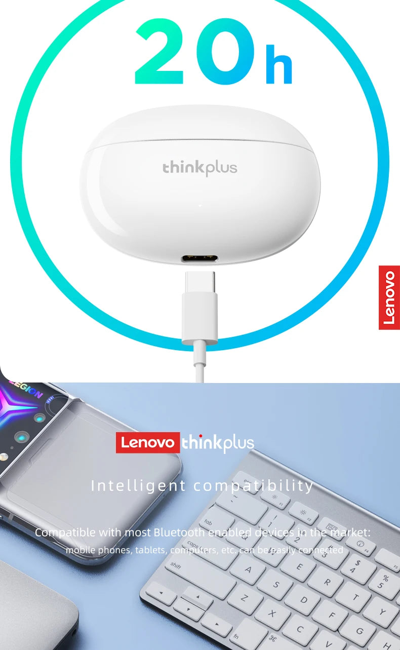 NEW Original Lenovo XT88 TWS Wireless Earphone Bluetooth 5.3 Dual Stereo Noise Reduction Bass Touch Control Long Standby headset