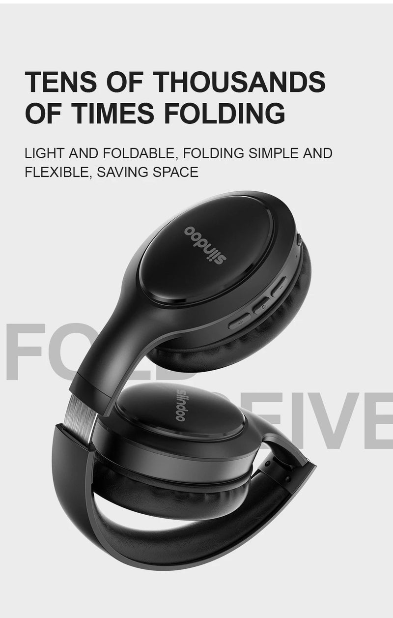 Siindoo JH-919 Wireless Bluetooth Headphones Foldable Stereo Earphones Super Bass Noise Reduction Mic For Iphone Laptop PC TV