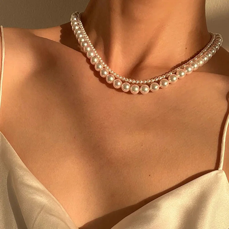 Fashion Pearl Necklace Wedding Party Jewelry for Women Multilayer Elegant Chain Retro Accessories Gift 2024 New Trendy