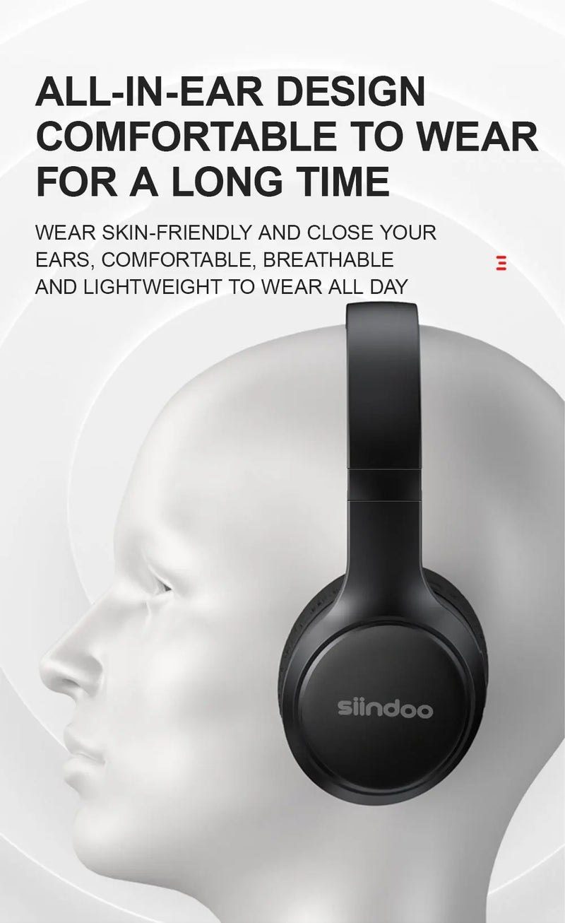 Siindoo JH-919 Wireless Bluetooth Headphones Foldable Stereo Earphones Super Bass Noise Reduction Mic For Iphone Laptop PC TV