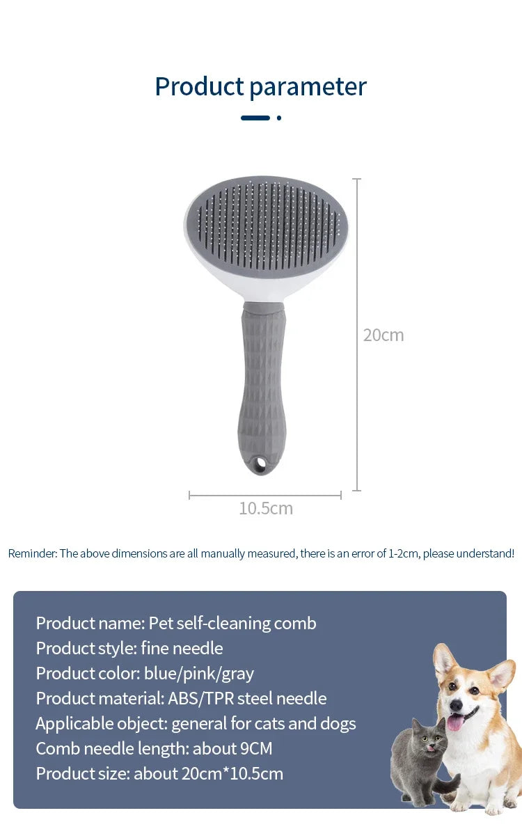 Pet Cat Hair Brush Dog Comb Grooming And Care Cat Brush Stainless Steel Comb For Long Hair Dog Cleaning Pets Cat Dog Accessories