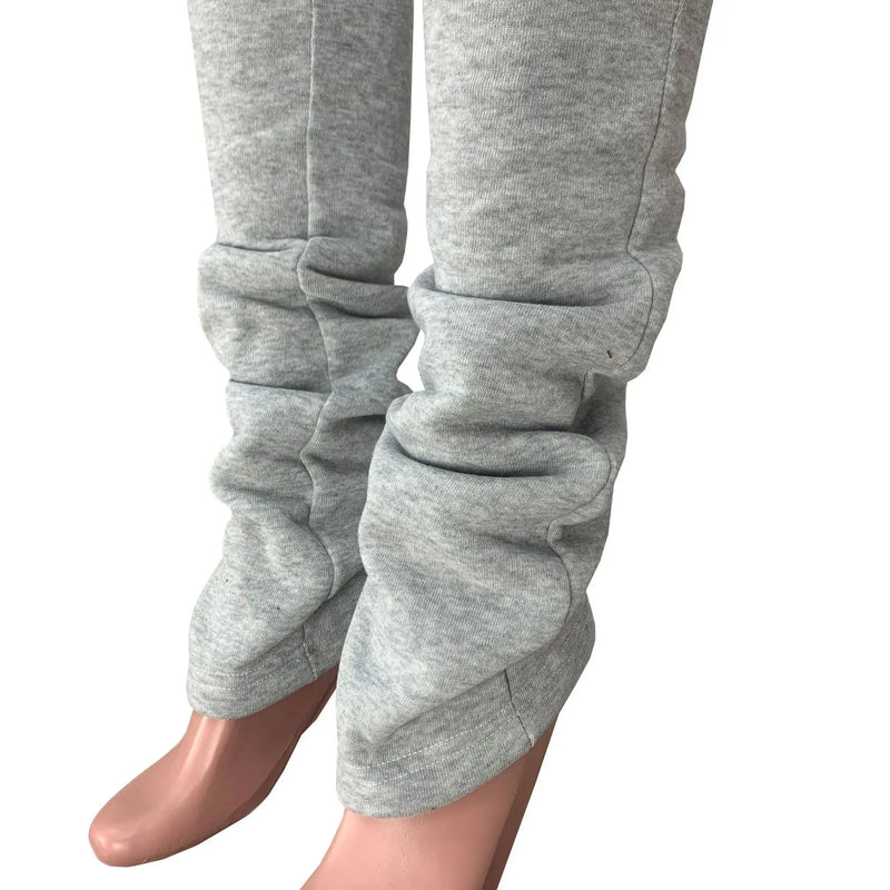 XS-3XL Size Stacked Sweat Pants Fall Winter Womens Mid Waist Thick Stacked Fleece Pants Joggers Long Trousers Sweatpants